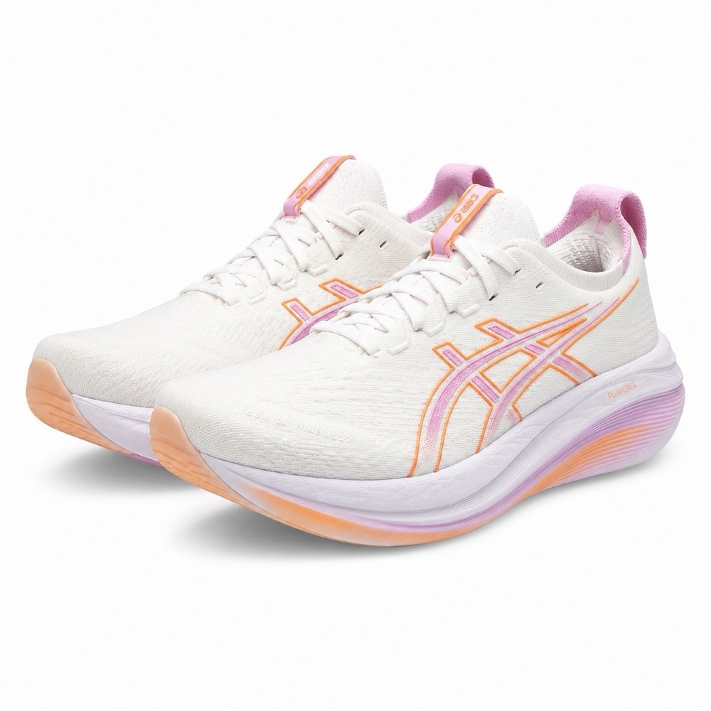ASICS Gel-Nimbus 27 White Light Ube 1012B752 Women's 9.5 Wide Running Shoes